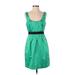 BCBGMAXAZRIA Cocktail Dress - A-Line Scoop Neck Sleeveless: Green Print Dresses - Women's Size 4