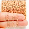 1Ft 4x3 Mm 14K Rose Gold Filled Chain By Foot, Unfinished Layering Cable Chain, 14K Rose Gold Dainty Oval Link Necklace Wholesale Bulk.1018081