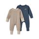 2 Baby-Pyjamas, mittelblau und gestreift