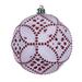 Vickerman 733448 - 4" Red Etch Antique Design White Brush Christmas Tree Ornament (6 Pack) (N232303D)