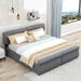 King Size Upholstery Platform Bed with Two Drawers, Gray