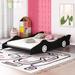 Full Size Race Car-Shaped Platform Bed Creativity Kids Bed, Cool Theme Bed Race Car Bed with Wheels, Design for Kids Teens Boys