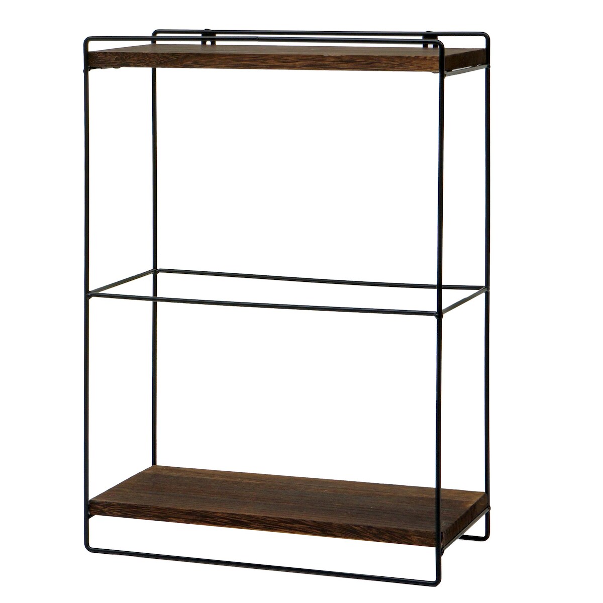 Mendler Wandregal HWC-K77, Hängeregal Regal Küchenregal, Massiv-Holz Metall Industrial 2 Regalböden 50x35x17cm ~ dunkelbraun Image