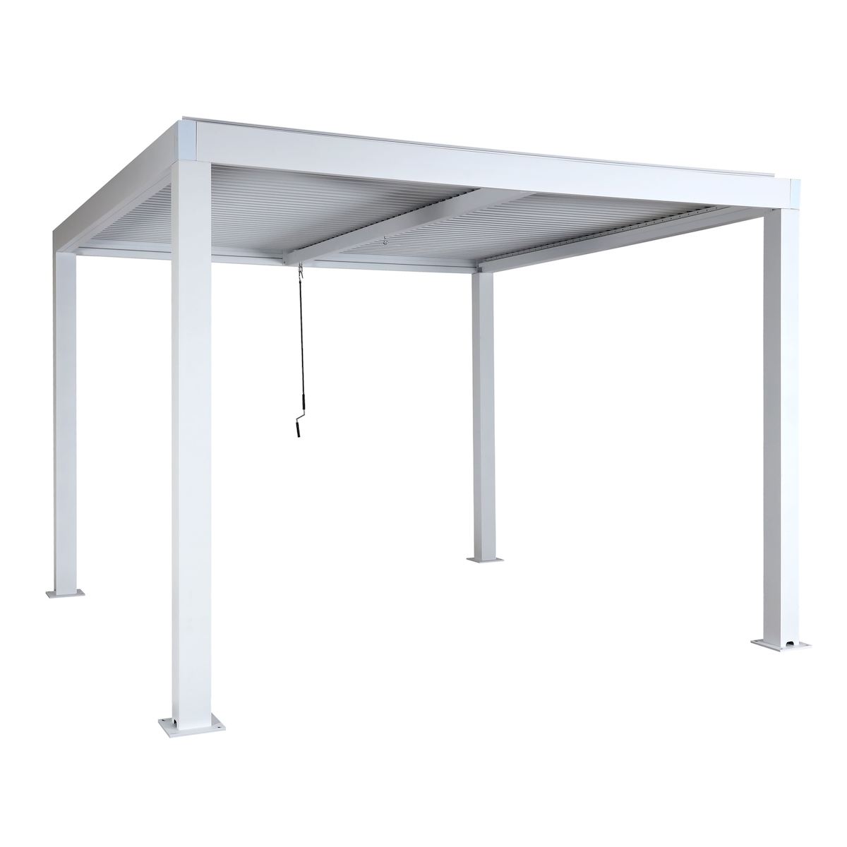 Mendler Pergola HWC-L46, Gartenpavillon Lamellen-Pavillon, 11cm-Aluminium-Gestell, Regenrinne sturmfest, 3x3m ~ weiß Image