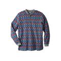 Men's Big & Tall Waffle-Knit Thermal Henley Tee by KingSize in Navy Burgundy Aztec (Size XL) Long Underwear Top