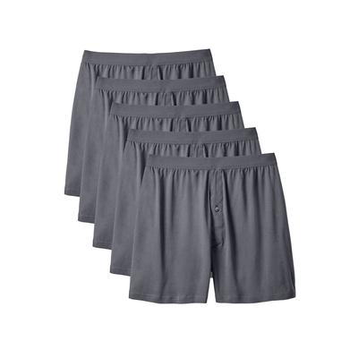 Men's Big & Tall Cotton Boxers 5-Pack by KingSize in Steel (Size 8XL)