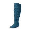Wide Width Women's The Tamara Wide Calf Boot by Comfortview in Midnight Teal (Size 8 1/2 W)