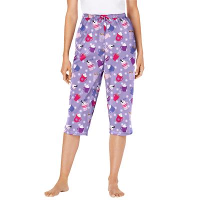 Plus Size Women's Knit Sleep Capri by Dreams & Co. in Soft Iris Cozy Drinks (Size 6X) Pajamas