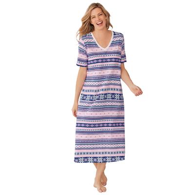 Plus Size Women's Long Print Sleepshirt by Dreams & Co. in Evening Blue Fair Isle (Size 7X/8X) Nightgown