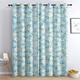 Floral Curtains, Daisy Flower Leaf Blackout Curtains for Bedroom Living Room, Thermal Eyelet Curtains, 90 Drop Patterned Window Treatments, 66x90 Inch (W X L), 2 Panels - Duck Egg Blue