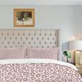 Shrahala Satin Pink Leopard Print Duvet Cover Set Full Size, Animal Nature Cat Wildlife Fur 3 Pieces Soft Brushed Duvet Covers with Button Closure, 1 Duvet Cover 80x90 inches and 2 Pillow Shams