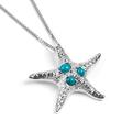 HENRYKA 925 Sterling Silver Starfish Necklace with Turquoise Gemstone - 18 inch Chain | Nautical Jewellery | Boho Style Animal Gift for Girls & Women