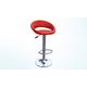 Homestreet Actona Plump Barstool, cushioned seat with faux leather cover, Chrome base with trumpet and foot gas lift function (Red)
