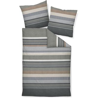 Bettwäsche JANINE "Feinbiber65140 08", grau (opalgrau), B/L: 240cm x 220cm, 2 St., Feinbiber, B/L: 80cm x 80cm, Feinbiber, Obermaterial: 100% Baumwolle, Bettwäsche, mit Reißverschluss Image