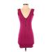 Guess Casual Dress - Bodycon V Neck Sleeveless: Burgundy Print Dresses - Women's Size Small