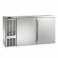 Perlick BBS60-SS-L-STK 60" Bar Refrigerator - 2 Swinging Solid Doors, Stainless, 120v, Silver