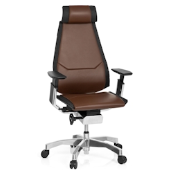 Bürostuhl / Drehstuhl GENIDIA PRO Leder braun hjh OFFICE Image