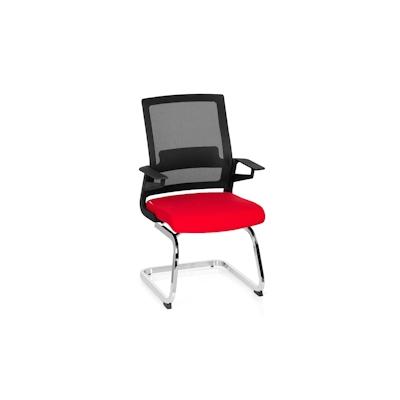 Konferenzstuhl / Freischwinger / Stuhl INVENTOR V Stoff schwarz / rot hjh OFFICE Image