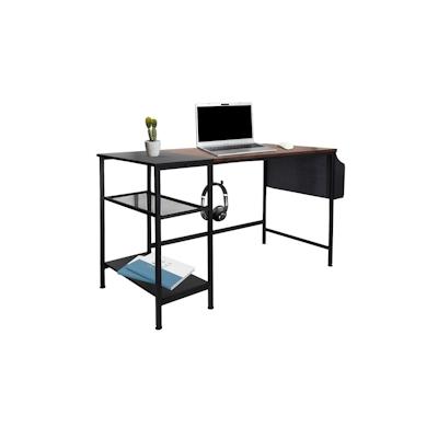 Schreibtisch / Arbeitstisch WORKSPACE H I 120 x 60 cm mit Seitenregal schwarz / braun hjh OFFICE Image