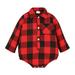 Godderr Newborn Baby Onesies Bodysuit Boys Girls Casual Shirt Red and Black Plaid Long Sleeve 0-18M Spring Autumn Baby Onesies