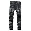 Wozhidaoke Mens Jeans Jeans for Men Pants Trousers Fold Men S Hole Frayed Denim Work Wash Jeans Men S Pants Cycling Men Black 33