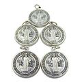 Pack of 5 Silver Saint Benedict Evil Protection from Sacramental Devotion Medal