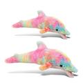 DolliBu Plush Dolphin Stuffed Toys - Soft Huggable Rainbow Plush Kit Adorable Sea Animal Plush toys Cute Ocean Life Cuddle Gifts Super Soft Plush Doll Ocean Life Toys for Kids and Adults - 2 Pack