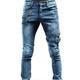Wozhidaoke Mens Jeans Men S Trousers Slim Casual Fit Ripped Straight Mid-Rise Jeans Men S Pants Jeans for Men Cycling Men Blue M