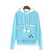 Women s Animal Pouch Hoodie Tops Sweatshirt Carry Cat Breathable Casual Pullover Blouse Womens Small Pet Carrier Dog Cat Pouch Hoodie Pullover Tops M&Light Blue