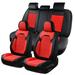 Coverado Full Set Red Car Seat Covers 5 Seats Fashion Premium Leather Auto Front and Back Seat Covers for Car Auto Seat Protectors Interior Accessories Universal Fit Sedan SUVs Pickup Trucks