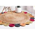 KLAVATE Indian Hand Woven Round Rug Round Yoga Mat Bohemian Round Rug Round Doormat Turkish Rug Living Room Rug Vintage Rug Round Carpet Rustic Rug