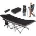 NALONE Camping Cots for Adults with 3.5 Inch Extra Thick Mattress Cots for Sleeping 900 LBS Folding Cot with Mattress Heavy Duty Sleeping Cots Camping Bed for Home Office Outdoor(Black)