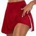knqrhpse Mini Skirt Casual Dresses Skirts for Women Summer Dresses for Women Womens Casual Solid Tennis Skirt Yoga Sport Active Skirt Shorts Skirt Mini Dress Red Dress Xl