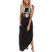 Summer Dress For Women Baseball Mom Gift Tshirt Dresses Graphic Printed Casual Maxi Dress Long Sundress Sleeveless Tunics Dress V Neck Maxi Dress