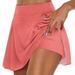 knqrhpse Mini Skirt Casual Dresses Skirts for Women Summer Dresses for Women Womens Casual Solid Tennis Skirt Yoga Sport Active Skirt Shorts Skirt Mini Dress Pink Dress L