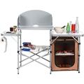 Camping Kitchen Table Portable Outdoor Cooking Table With Storage 26 Tabletop Detachable Windscreen Camp Cook Station Folding Grill Table For Tailgating BBQ Picnic Backyard Beach RV