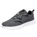 ZIZOCWA Fashion Autumn Flat Work Sneaker for Men Lightweight Lace-Up Solid Color Leather Casual Sports Shoes Comfortable Tennis Shoe Grey Size44