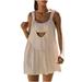 JWZUY Women s Tennis Dress Casual Summer Dresses with Built in Bra and Shorts Athletic Dress Workout Outfit Beige XL