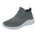 ZIZOCWA Solid Color Mesh Breathable Work Sneaker for Men Comfortable Non Slip Soft Sole Casual Slip-On Tennis Shoes Ankle Stretch Cloth Grey Size43