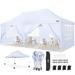 COBIZI 10 x20 Pop up Canopy with 6 Removable Sidewalls Outdoor Canopy Tents for Partie Wedding Instant Sun Protection Shelter with Upgrade Raised Roof and Carry Bag White