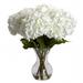 Nearly Natural Large Hydrangea with Vase Silk Flower Arrangement - White