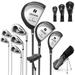 Topbuy Mens 9 Pieces Complete Golf Club Set Includes 460cc Alloy Driver 3# Fairway Wood 4# Hybrid 6# 7# 8# 9# & P# Irons Grey