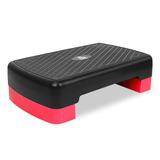 HooKung 28in Aerobic Step Platform with 2 Risers Adjustable Exercise Fitness Workout Stepper Black and Red