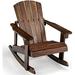 Wooden Adirondack Rocking Chair - Kids Outdoor Adirondack Rocker with Slatted seat Smooth Rocking Feet 300LBS Weight Capacity Porch Rocking Chair for Balcony Backyard Poolside (1 Coffee)