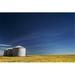 Posterazzi Large Metal Grain Bins in a Barley Field with Blue Sky & Wispy Clouds - Acme Alberta Canada Poster Print by Michael Interisano - 38 x 24 - Large