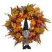 Nearly Natural 28 Harvest Fall Gnome Artificial Autumn Wreath - 28