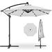 10Ft Solar LED Offset Hanging Market Patio Umbrella For Backyard Poolside Lawn And Garden W/Easy Tilt Adjustment Polyester Shade 8 Ribs - Fog Gray