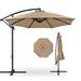 10ft Hanging Umbrella Market Patio Umbrella with Easy Tilt Adjustment Outdoor Offset Garden Umbrella with 8 Ribs and Sturdy Frame for Backyard Poolside Lawn Beach and Garden Beige