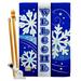 Breeze Decor BD-WT-HS-114074-IP-BO-D-US09-BD 28 x 40 in. Welcome Winter Wonderland Impressions Decorative Vertical Double Sided House Flag Set with Pole Bracket Hardware