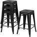 24 Inch Counter Height Barstools Set Of 4 Metal Bar Stools Industrial Metal Chairs Modern Backless Stackable Chair Stool With Square Seat For Indoor&Outdoor Use Black